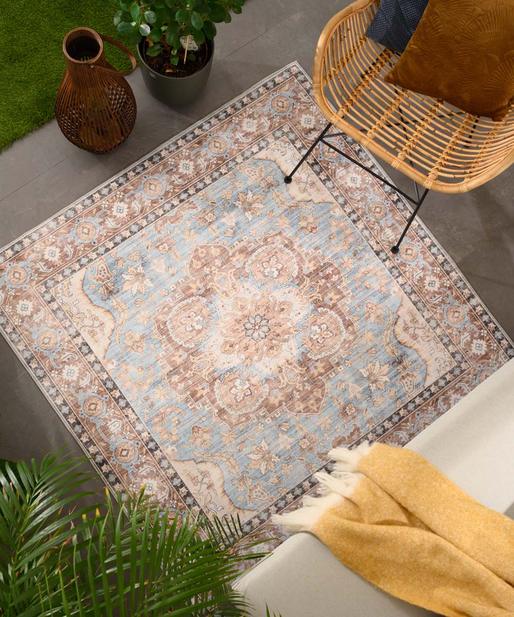 Tapis extérieur vintage carré - Valenca Fino bleu clair - sfeer Tapis extérieur vintage carré - Valenca Fino bleu clair - sfeer