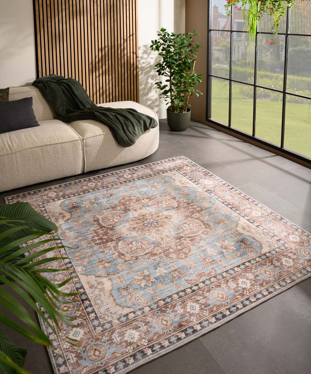 Tapis extérieur vintage carré - Valenca Fino bleu clair - sfeer Tapis extérieur vintage carré - Valenca Fino bleu clair - sfeer