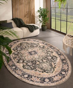 Tapis extérieur vintage ovale - Valenca Fino beige/vert - sfeer