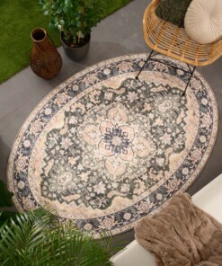 Tapis extérieur vintage ovale - Valenca Fino beige/vert - sfeer