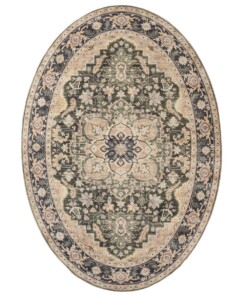Tapis extérieur vintage ovale - Valenca Fino beige/vert - overzicht