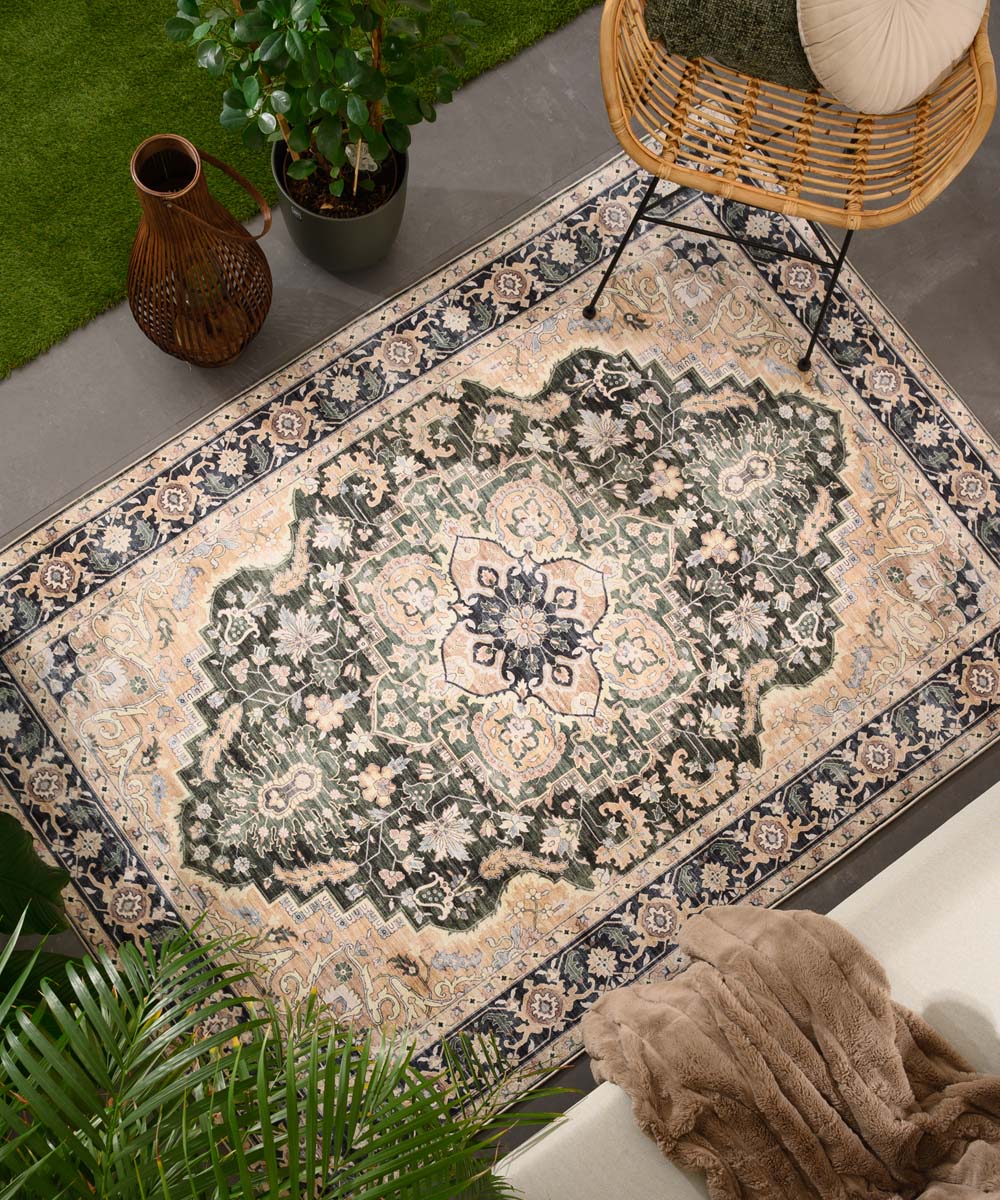 Tapis extérieur vintage - Valenca Fino beige/vert - sfeer Tapis extérieur vintage - Valenca Fino beige/vert - sfeer