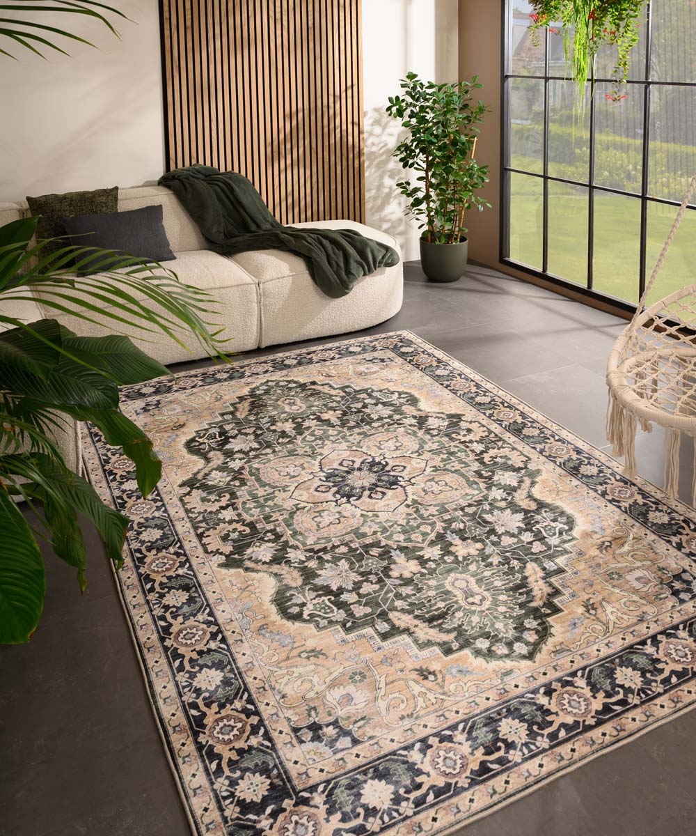 Tapis extérieur vintage - Valenca Fino beige/vert - sfeer Tapis extérieur vintage - Valenca Fino beige/vert - sfeer