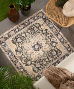 Tapis extérieur vintage carré - Valenca Fino beige/vert - sfeer