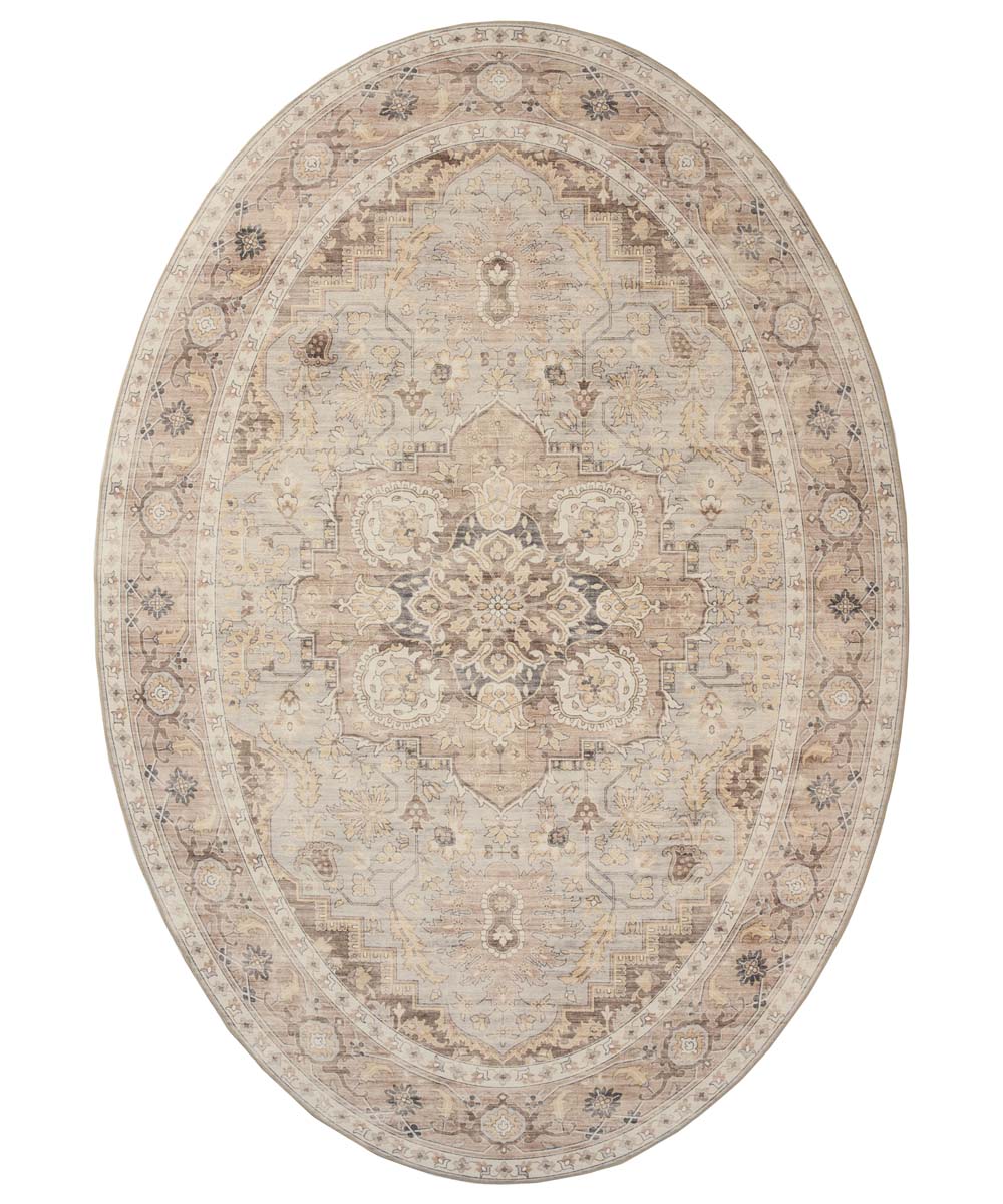 Tapis extérieur vintage ovale - Valenca Fino gris clair/beige - overzicht Tapis extérieur vintage ovale - Valenca Fino gris clair/beige - overzicht