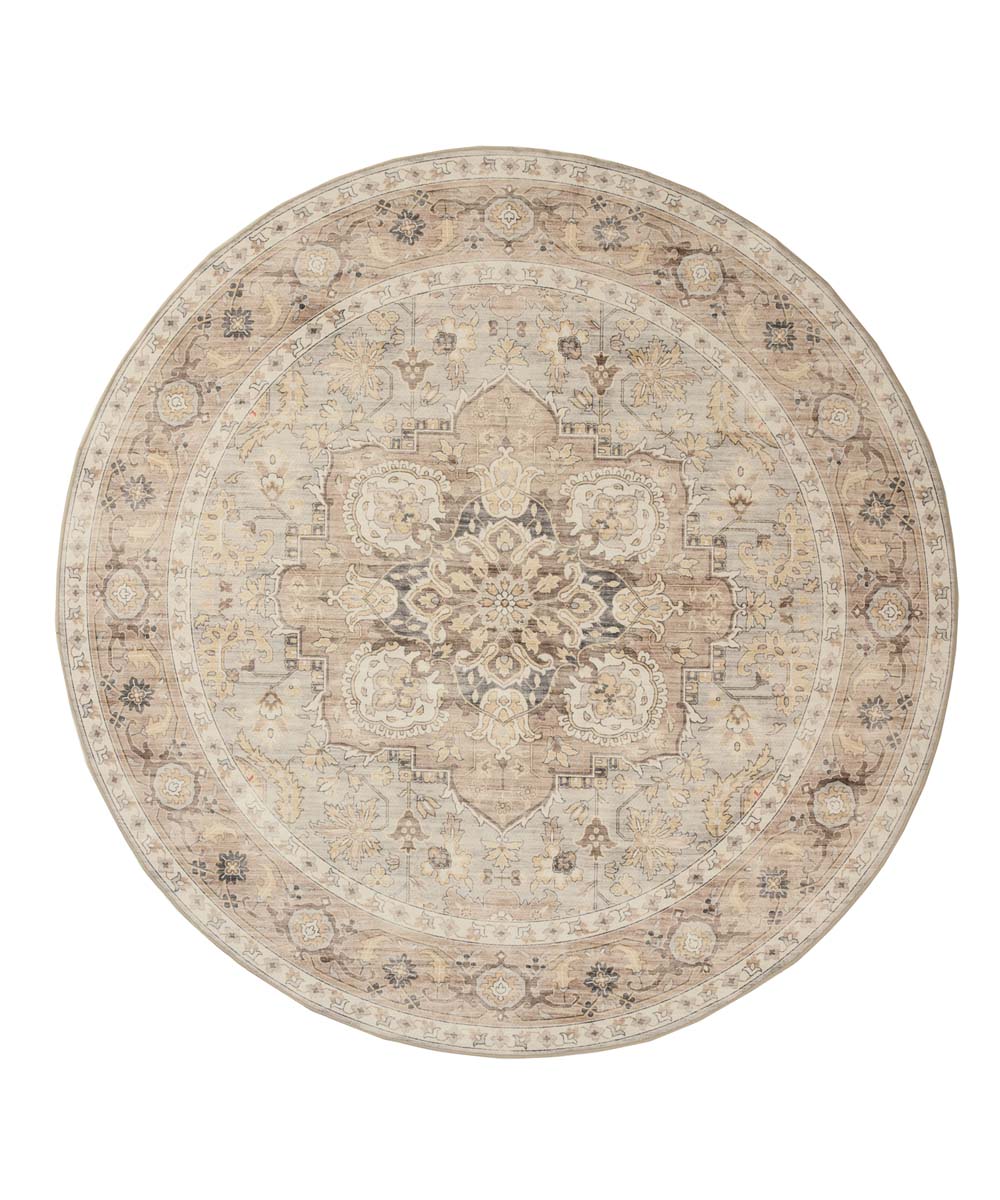 Tapis extérieur rond vintage - Valenca Fino gris clair/beige - overzicht Tapis extérieur rond vintage - Valenca Fino gris clair/beige - overzicht