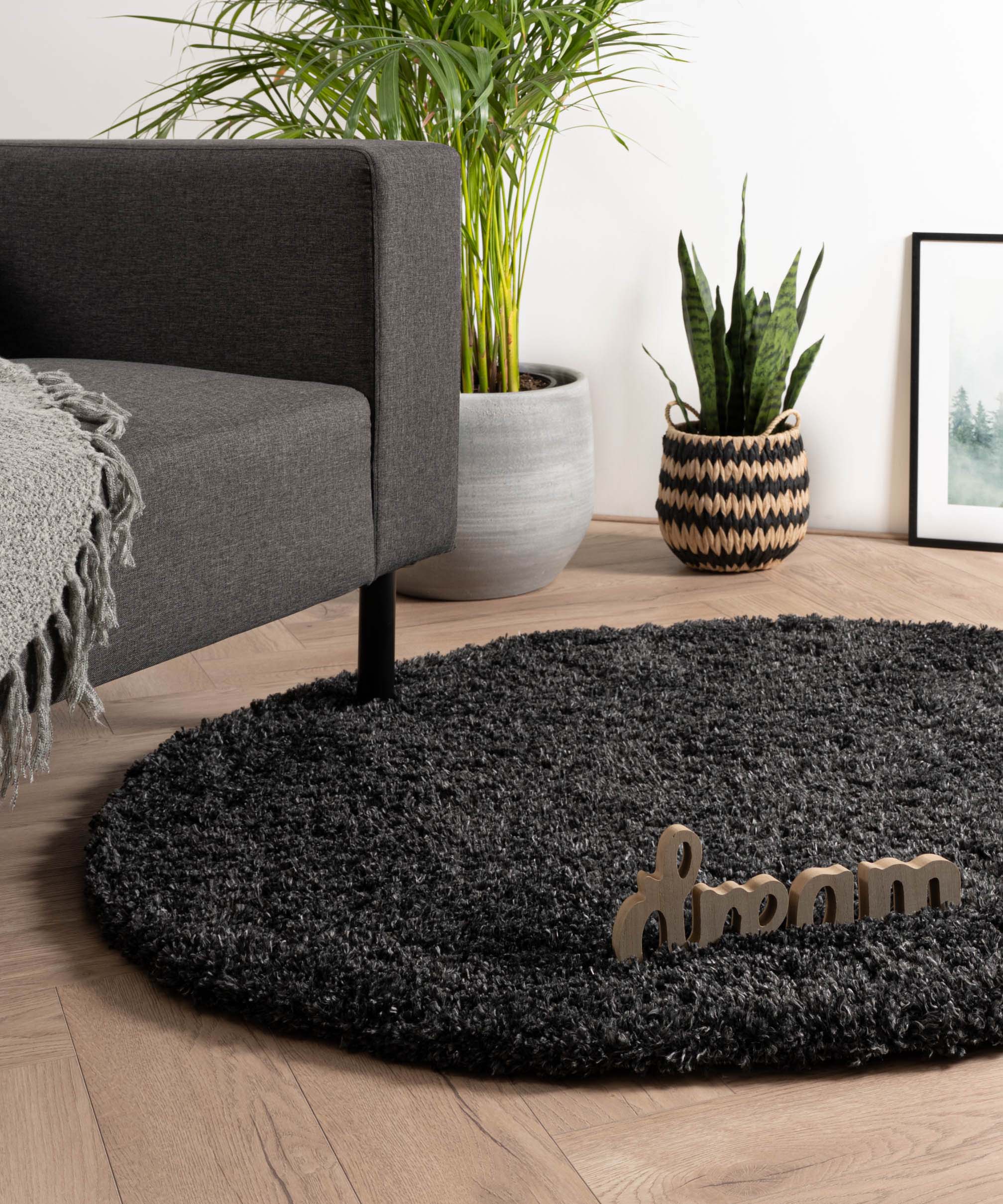 Tapis poils longs Rond - Cozy Shaggy - Anthracite - sfeer Tapis poils longs Rond - Cozy Shaggy - Anthracite - sfeer