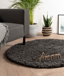 Tapis Rond poils longs Cozy Shaggy - gris foncé - sfeer, thumbnail