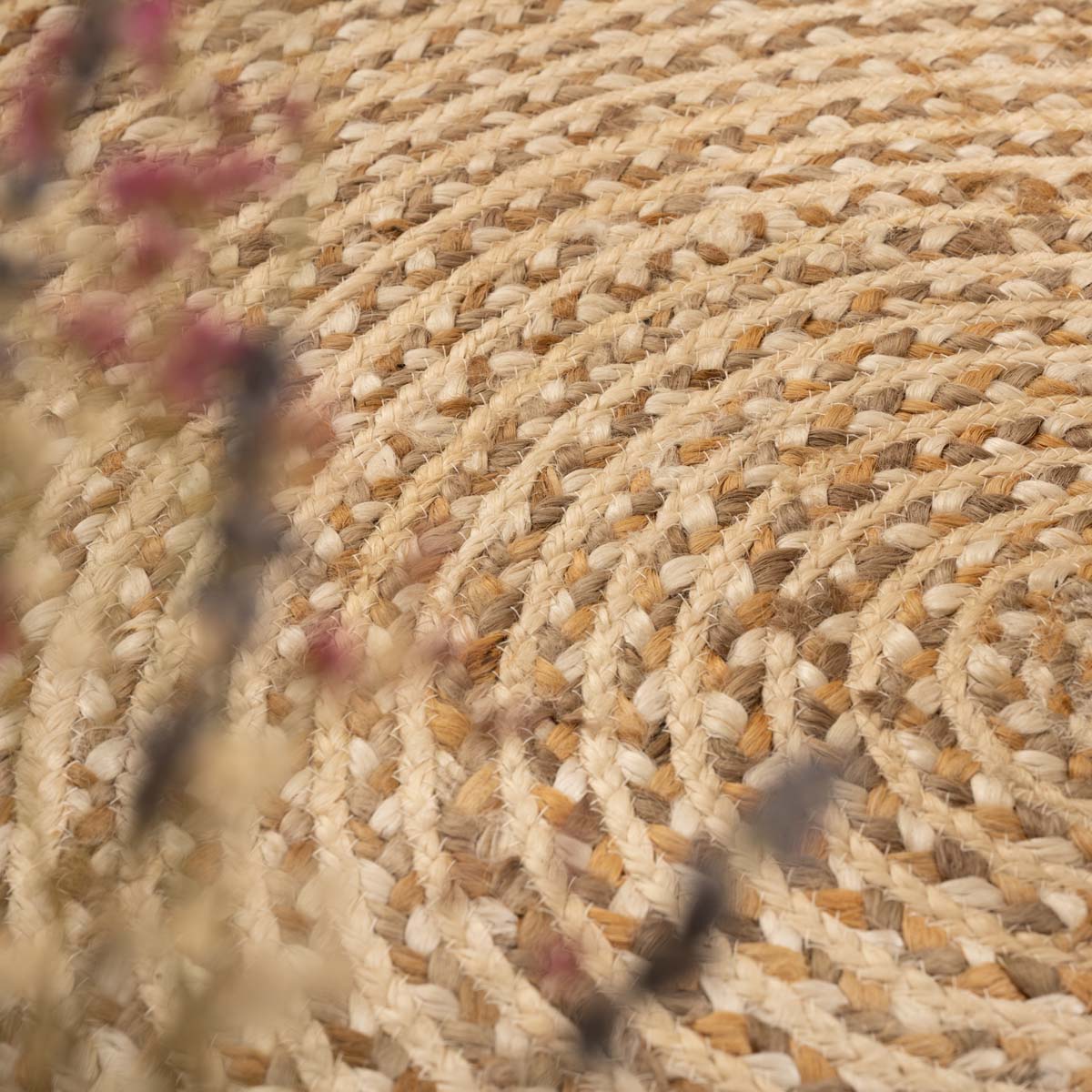 Tapis jute tressé Rond - blanc/naturel Tapis jute tressé Rond - blanc/naturel