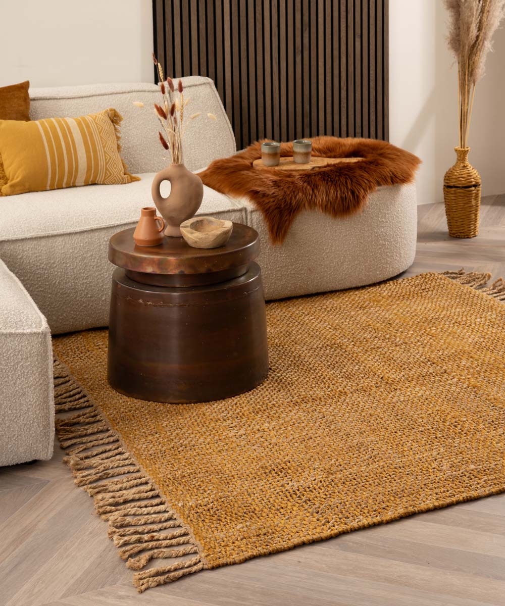 Tapis jute carré - Chunky or/naturel - sfeer Tapis jute carré - Chunky or/naturel - sfeer