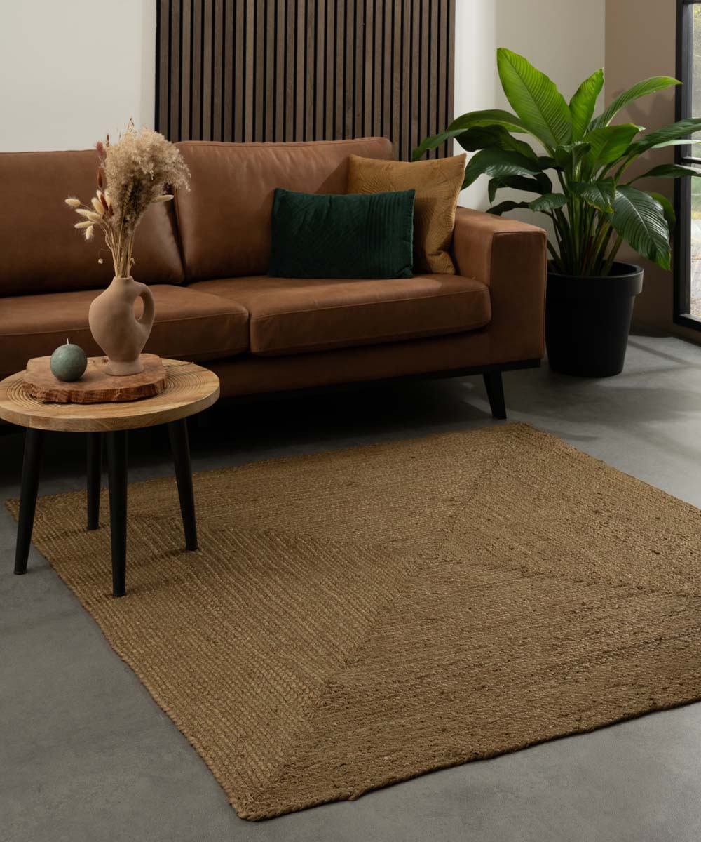 Tapis jute carré - Pure vert olive Tapis jute carré - Pure vert olive