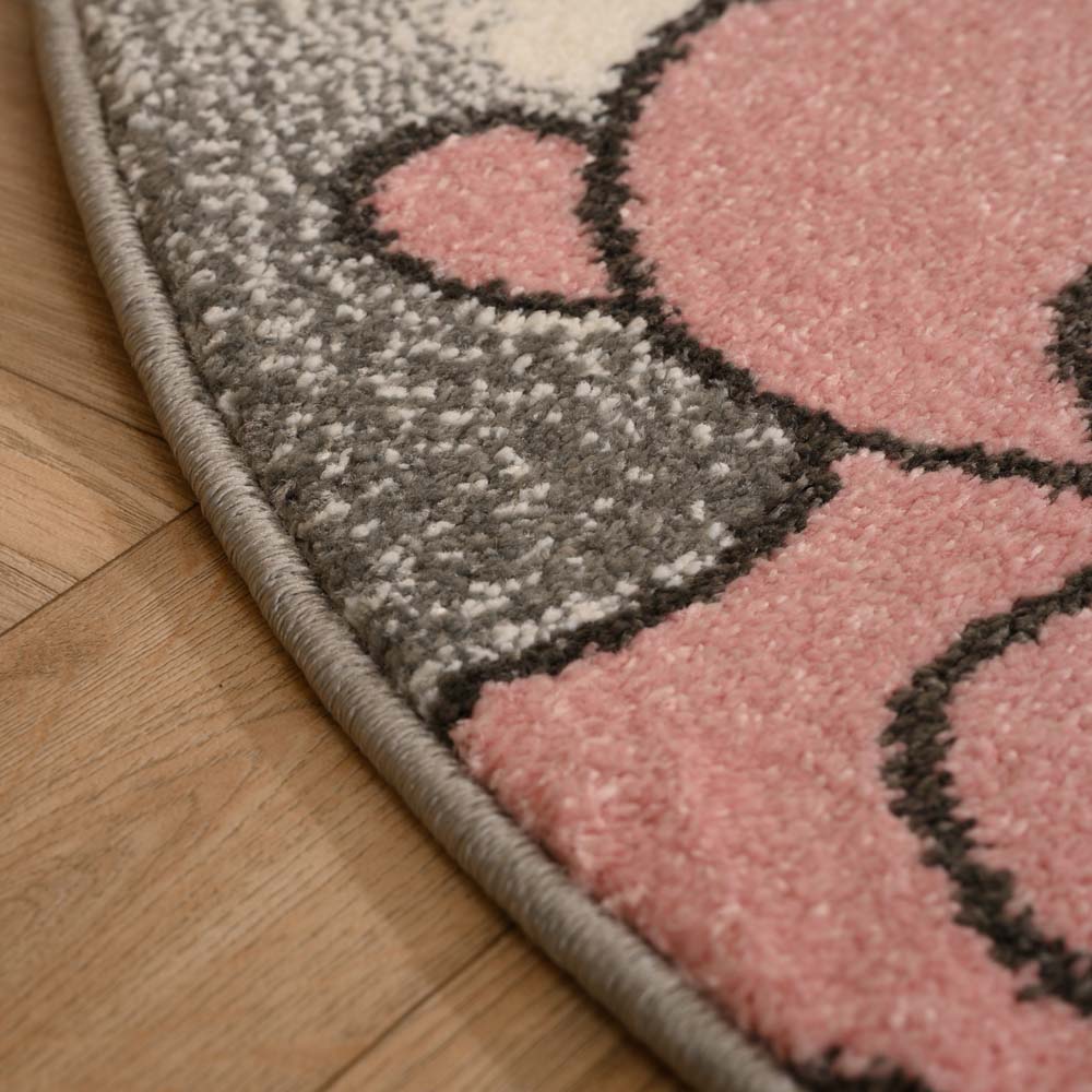Tapis rond enfant ours - Dreams rose - close up Tapis rond enfant ours - Dreams rose - close up