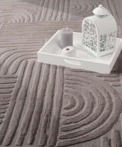 Tapis doux - Emily Geometric taupe - close up, thumbnail