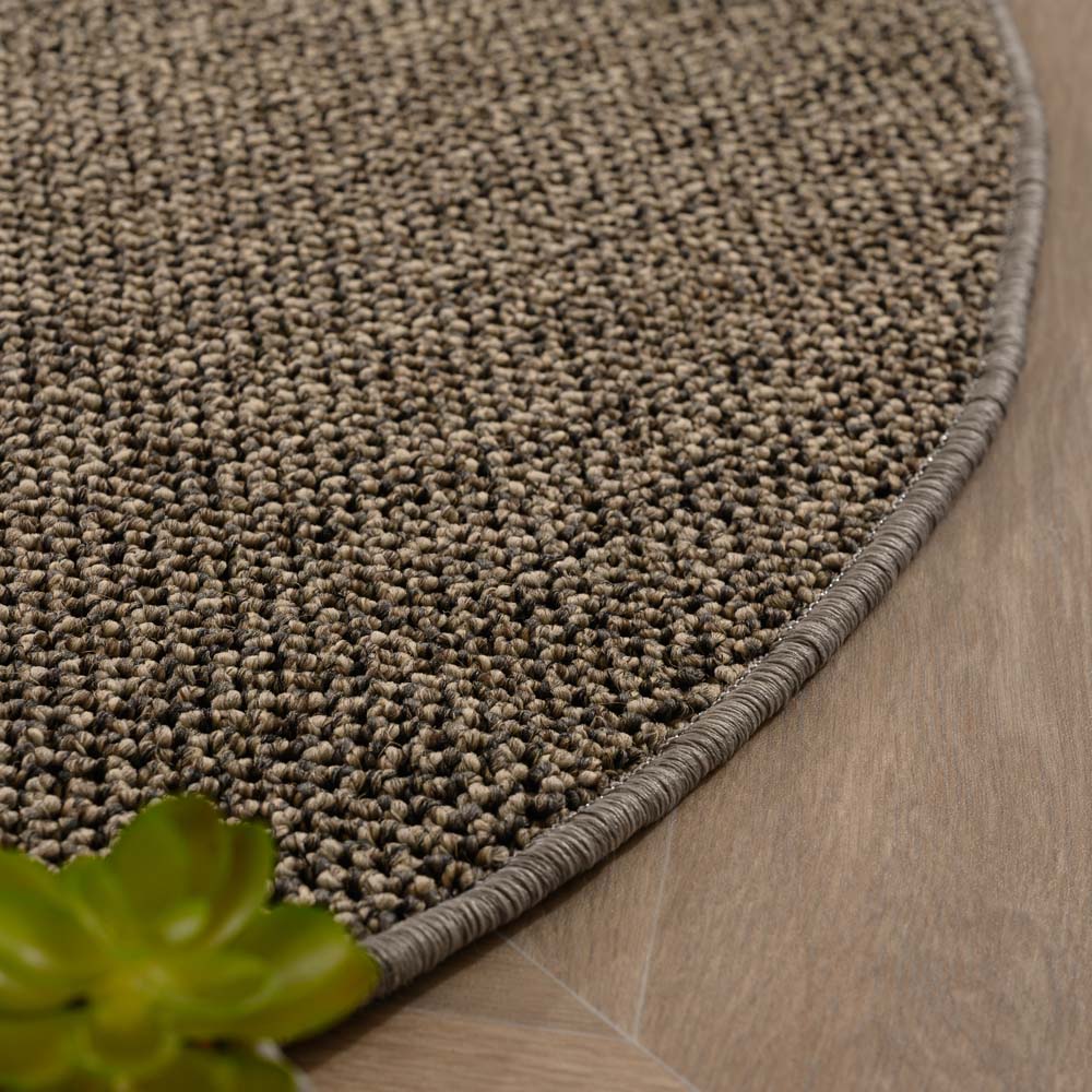 Tapis rond poil ras - Loom gris - close up Tapis rond poil ras - Loom gris - close up