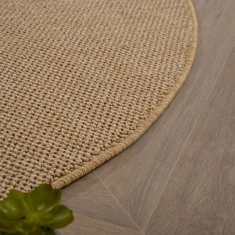 Tapis rond poil ras - Loom beige - close up Tapis rond poil ras - Loom beige - close up