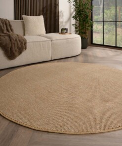 Tapis rond poil ras - Loom beige - sfeer