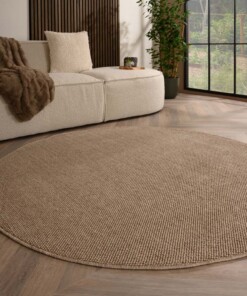 Tapis rond poil ras - Loom marron - sfeer