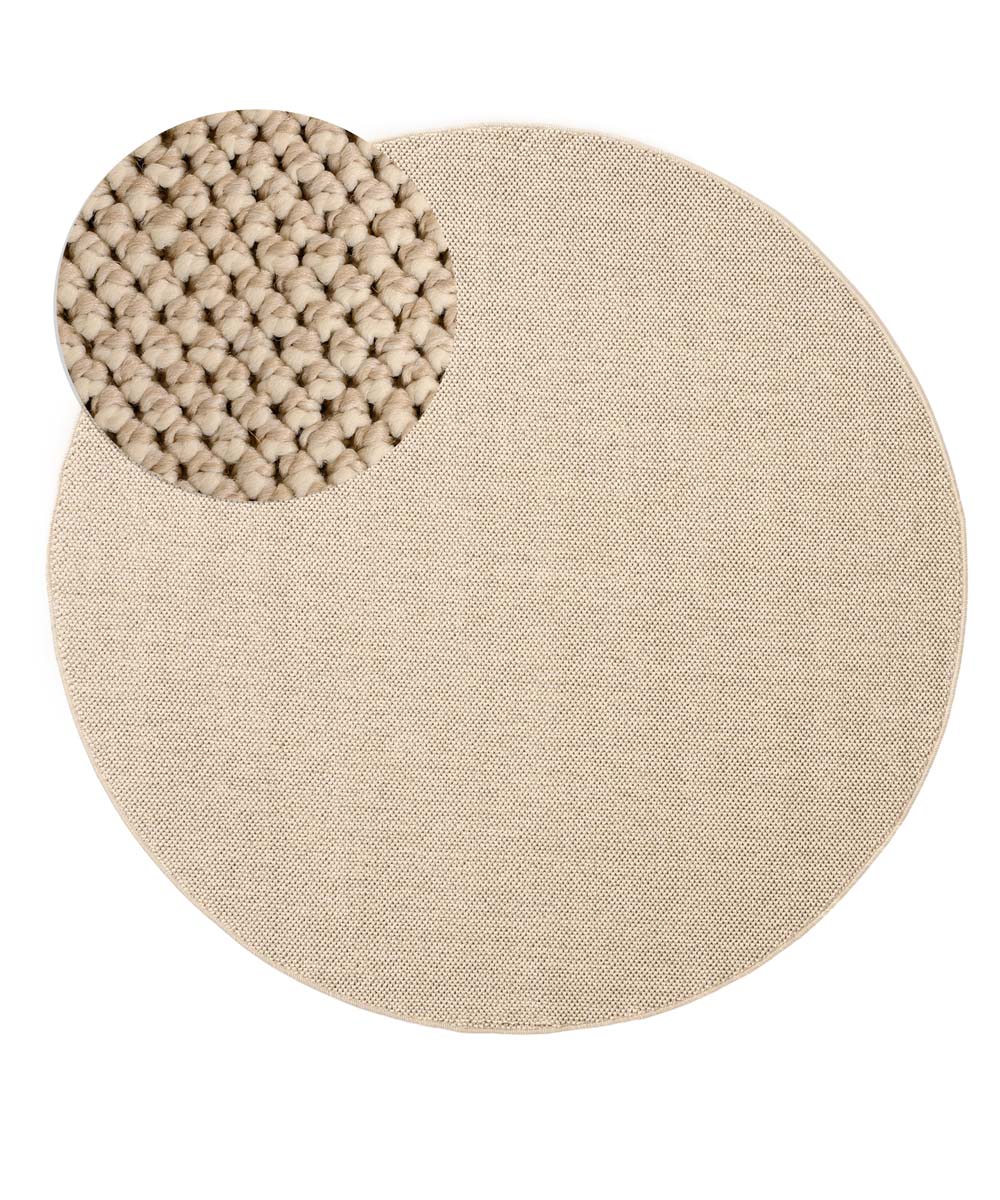 Tapis rond poil ras - Loom crème - overzicht Tapis rond poil ras - Loom crème - overzicht