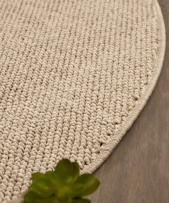 Tapis rond poil ras - Loom crème - close up, thumbnail Tapis rond poil ras - Loom crème - close up, thumbnail