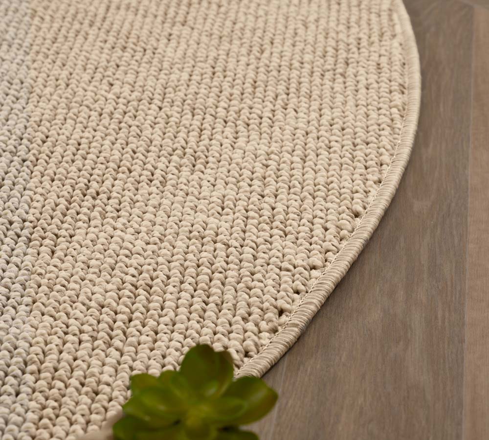 Tapis rond poil ras - Loom crème - close up Tapis rond poil ras - Loom crème - close up