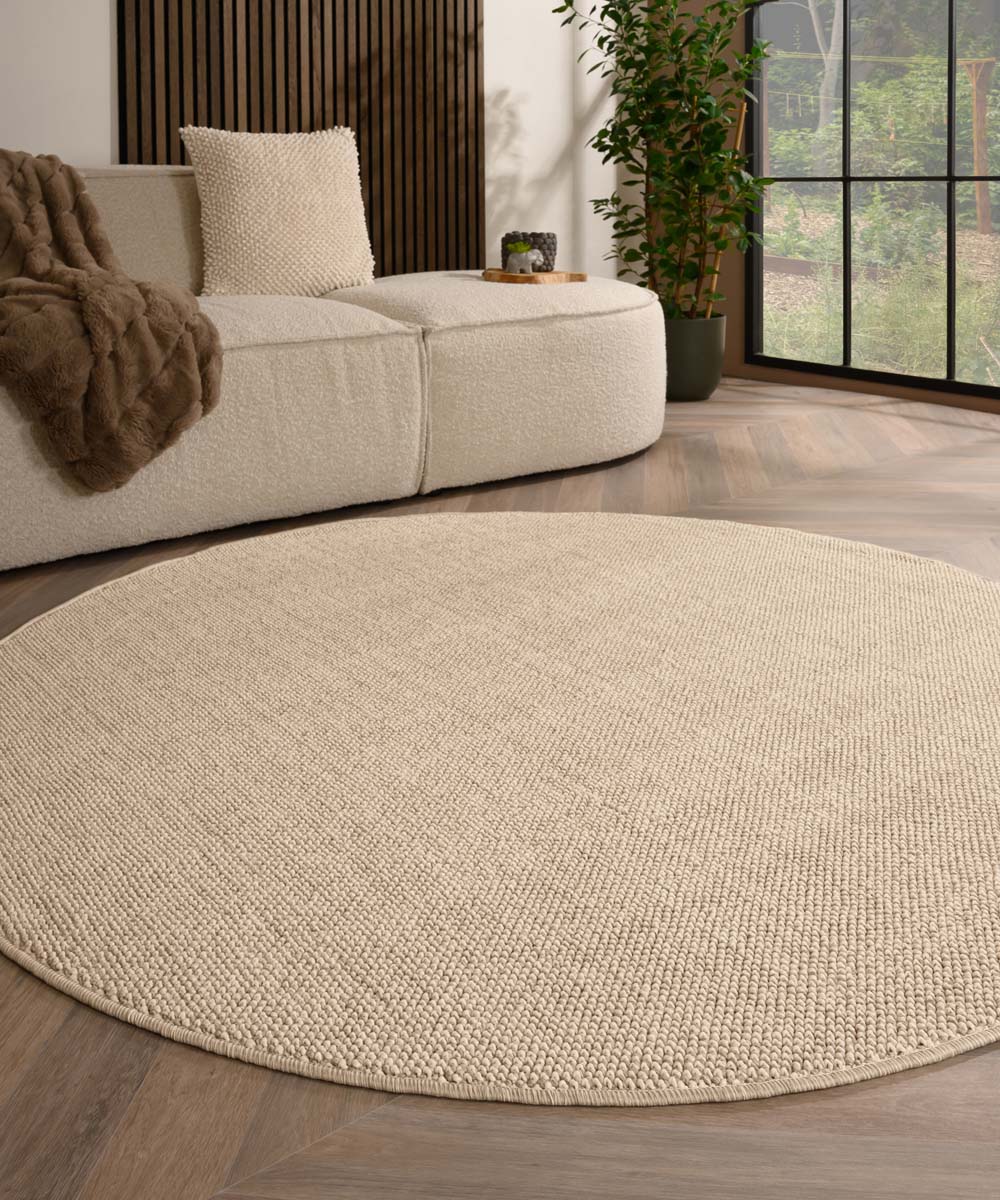 Tapis rond poil ras - Loom crème - sfeer Tapis rond poil ras - Loom crème - sfeer