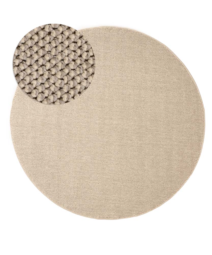 Tapis rond poil ras - Loom argent - overzicht Tapis rond poil ras - Loom argent - overzicht