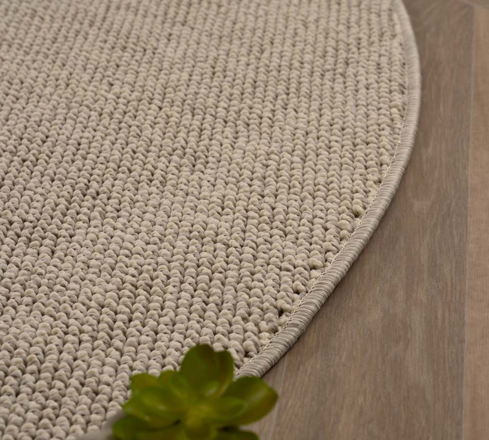 Tapis rond poil ras - Loom argent - close up Tapis rond poil ras - Loom argent - close up