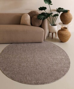Tapis bouclé Rond Lush - taupe