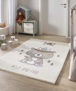 Tapis enfant ours - Animigo crème/multi - sfeer