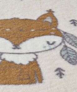 Tapis enfant écureuil - Animigo crème/multi - close up, thumbnail