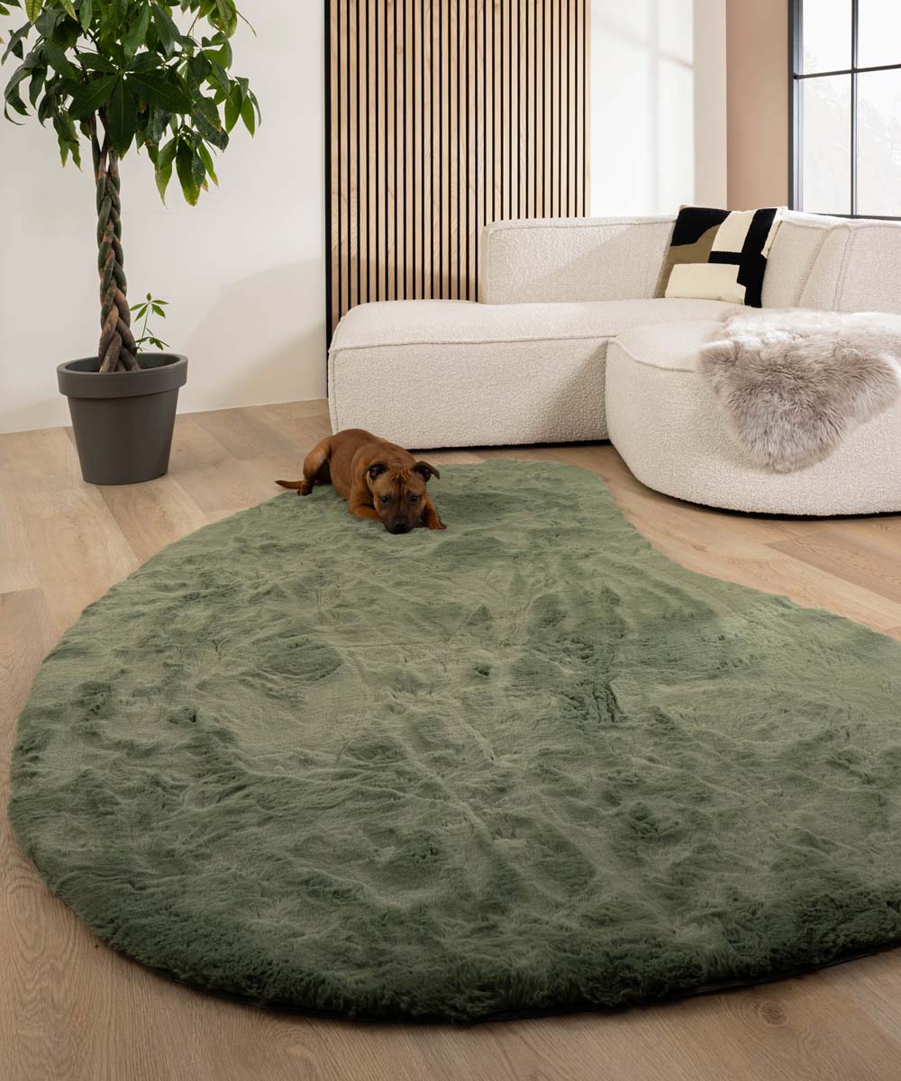Tapis doux forme organique - Comfy Plus vert olive - sfeer Tapis doux forme organique - Comfy Plus vert olive - sfeer