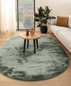 Tapis viscose ovale - Pearl azur