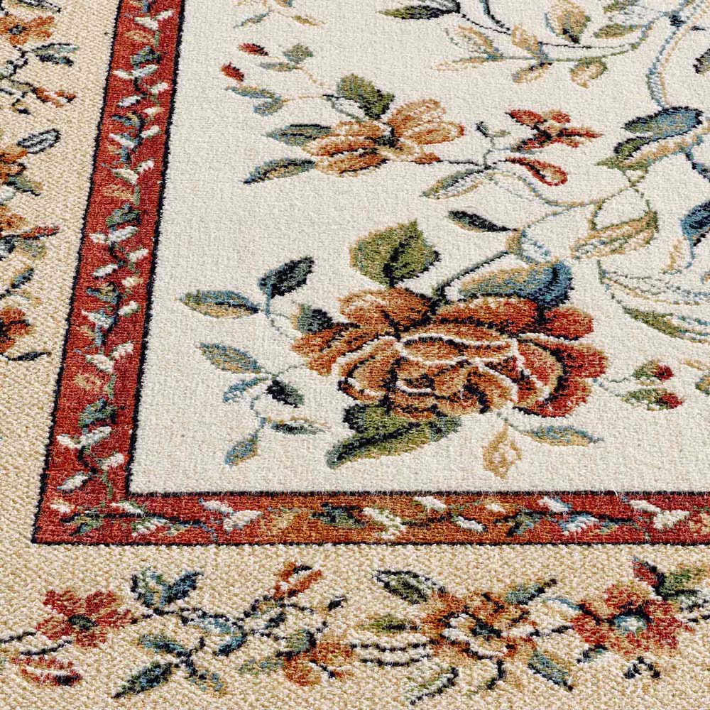 Tapis de couloir oriental - Regal Flora crème/rouge - close up Tapis de couloir oriental - Regal Flora crème/rouge - close up