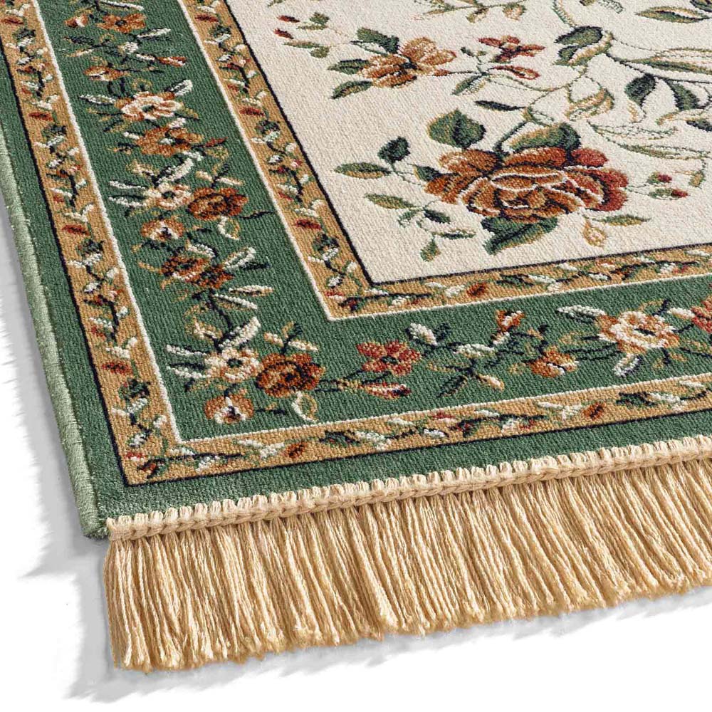 Tapis de couloir oriental - Regal Flora crème/vert - close up Tapis de couloir oriental - Regal Flora crème/vert - close up