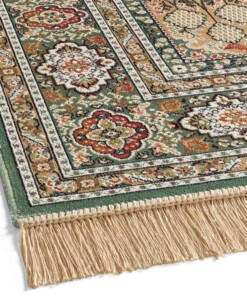 Tapis de couloir oriental - Regal Silas vert - close up, thumbnail Tapis de couloir oriental - Regal Silas vert - close up, thumbnail