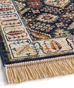 Tapis oriental - Regal Leander bleu foncé - close up, thumbnail Tapis oriental - Regal Leander bleu foncé - close up, thumbnail