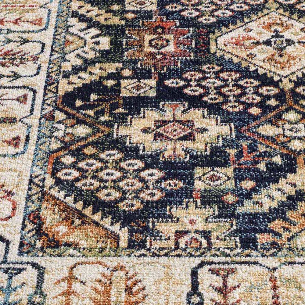 Tapis oriental - Regal Leander bleu foncé - close up Tapis oriental - Regal Leander bleu foncé - close up