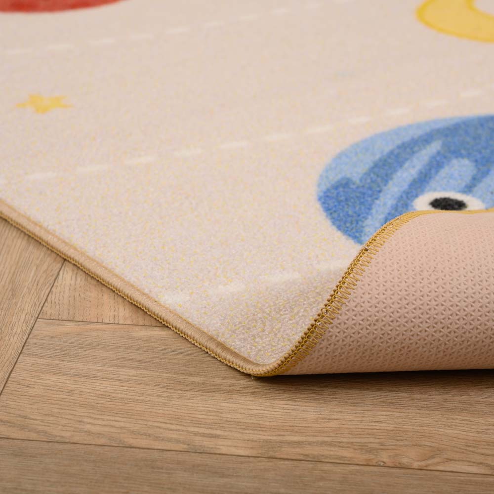 Tapis enfant planètes - Joy beige - close up Tapis enfant planètes - Joy beige - close up