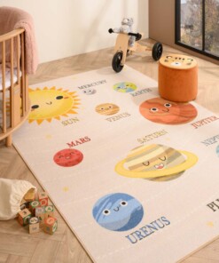 Tapis enfant planètes - Joy beige - sfeer