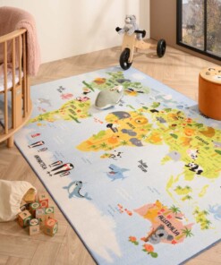 Tapis enfant carte du monde - Joy bleu - sfeer, thumbnail