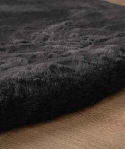 Tapis rond doux - Comfy Deluxe gris foncé - close up, thumbnail Tapis rond doux - Comfy Deluxe gris foncé - close up, thumbnail