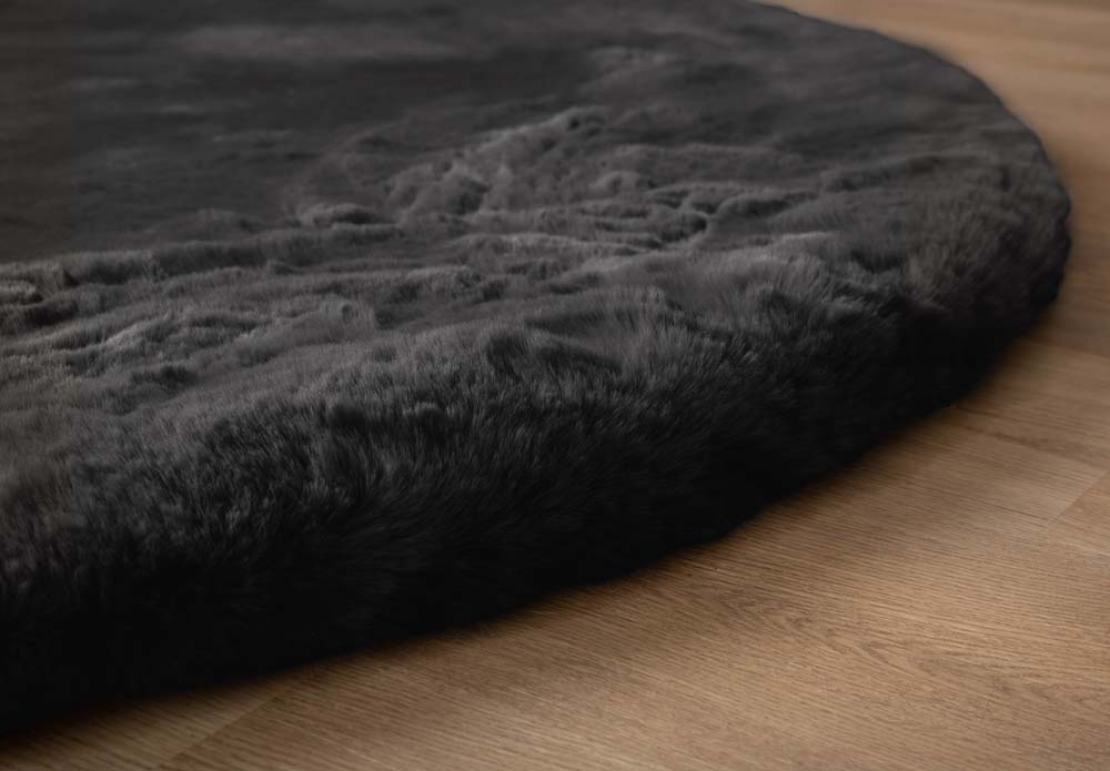 Tapis rond doux - Comfy Deluxe gris foncé - close up Tapis rond doux - Comfy Deluxe gris foncé - close up