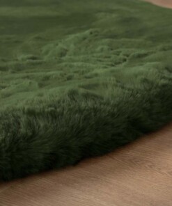 Tapis rond doux - Comfy Deluxe vert olive - close up, thumbnail Tapis rond doux - Comfy Deluxe vert olive - close up, thumbnail