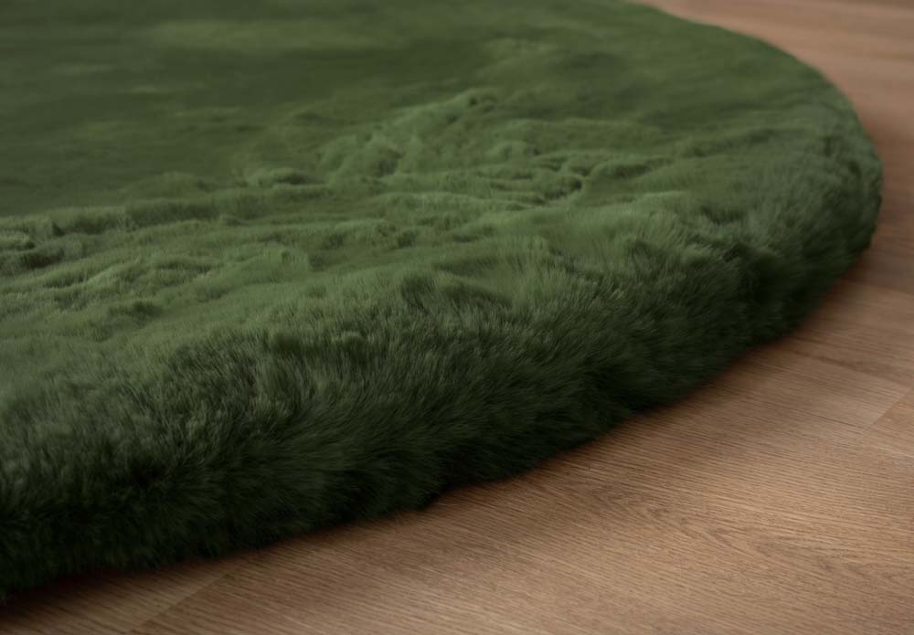 Tapis rond doux - Comfy Deluxe vert olive - close up Tapis rond doux - Comfy Deluxe vert olive - close up