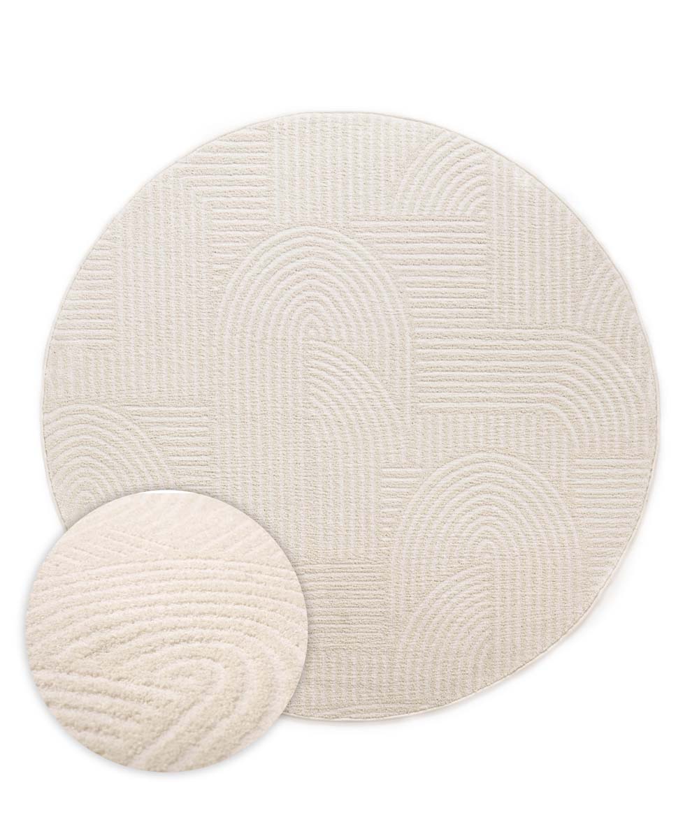 Tapis Rond scandinave - Contour Bend Crème - overzicht Tapis Rond scandinave - Contour Bend Crème - overzicht