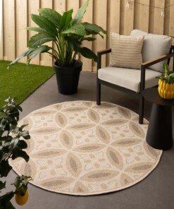 Tapis d'extérieur Rond aspect jute Sunny Circles - beige
