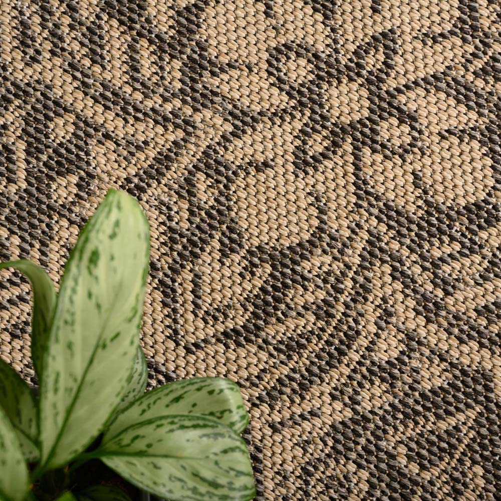 Tapis d'extérieur Carré Sunny oriental - beige/noir - close up Tapis d'extérieur Carré Sunny oriental - beige/noir - close up