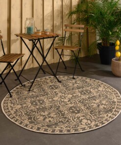 Tapis d'extérieur Rond Sunny oriental - beige/noir - sfeer, thumbnail