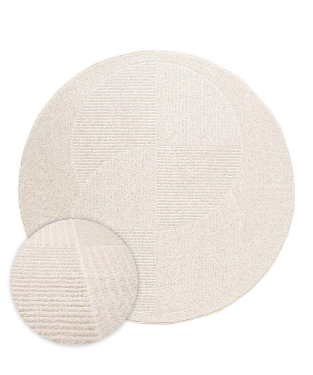 Tapis Rond scandinave - Contour Circle Crème - overzicht Tapis Rond scandinave - Contour Circle Crème - overzicht