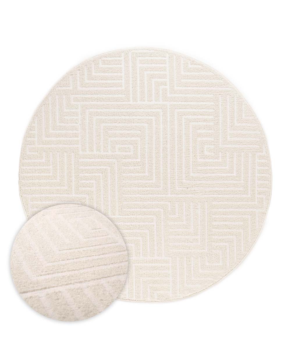 Tapis Rond scandinave - Contour Gem Crème - overzicht Tapis Rond scandinave - Contour Gem Crème - overzicht